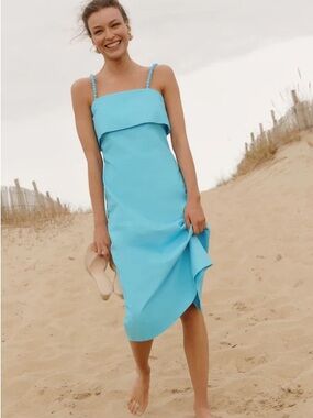 Tuckernuck Hyacinth House Aqua Linen Azura Midi Dress